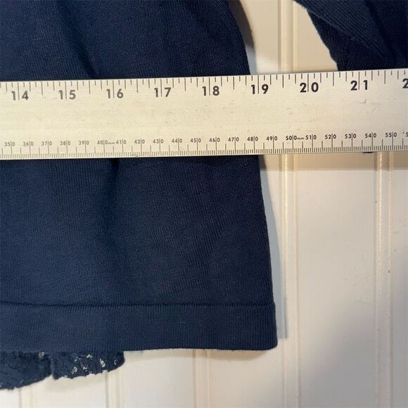 Catherines 0X Navy Lace Back Cardigan 14/16W Plus Open Knit Boho Cottagecore - Picture 4 of 7